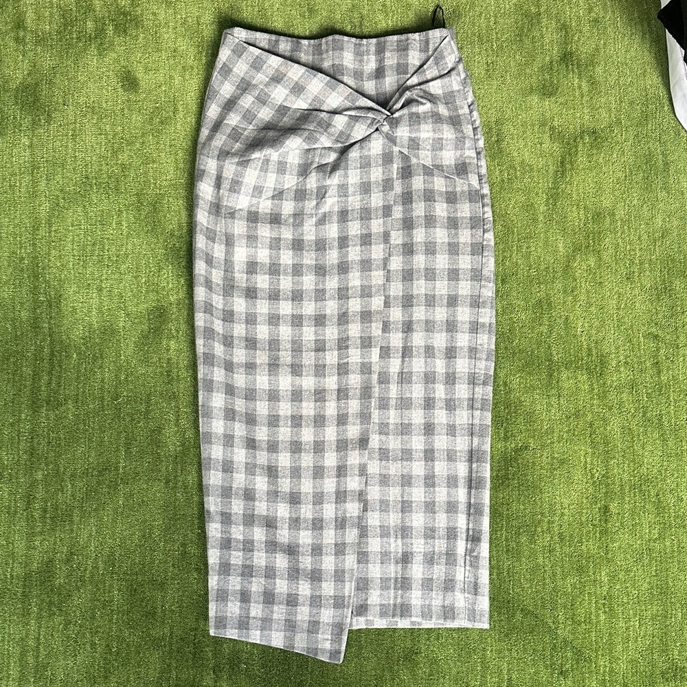 Zara Gray Checkered Pencil Skirt